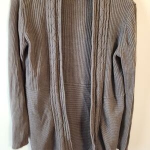 Elegant Gray Open Front Cardigan